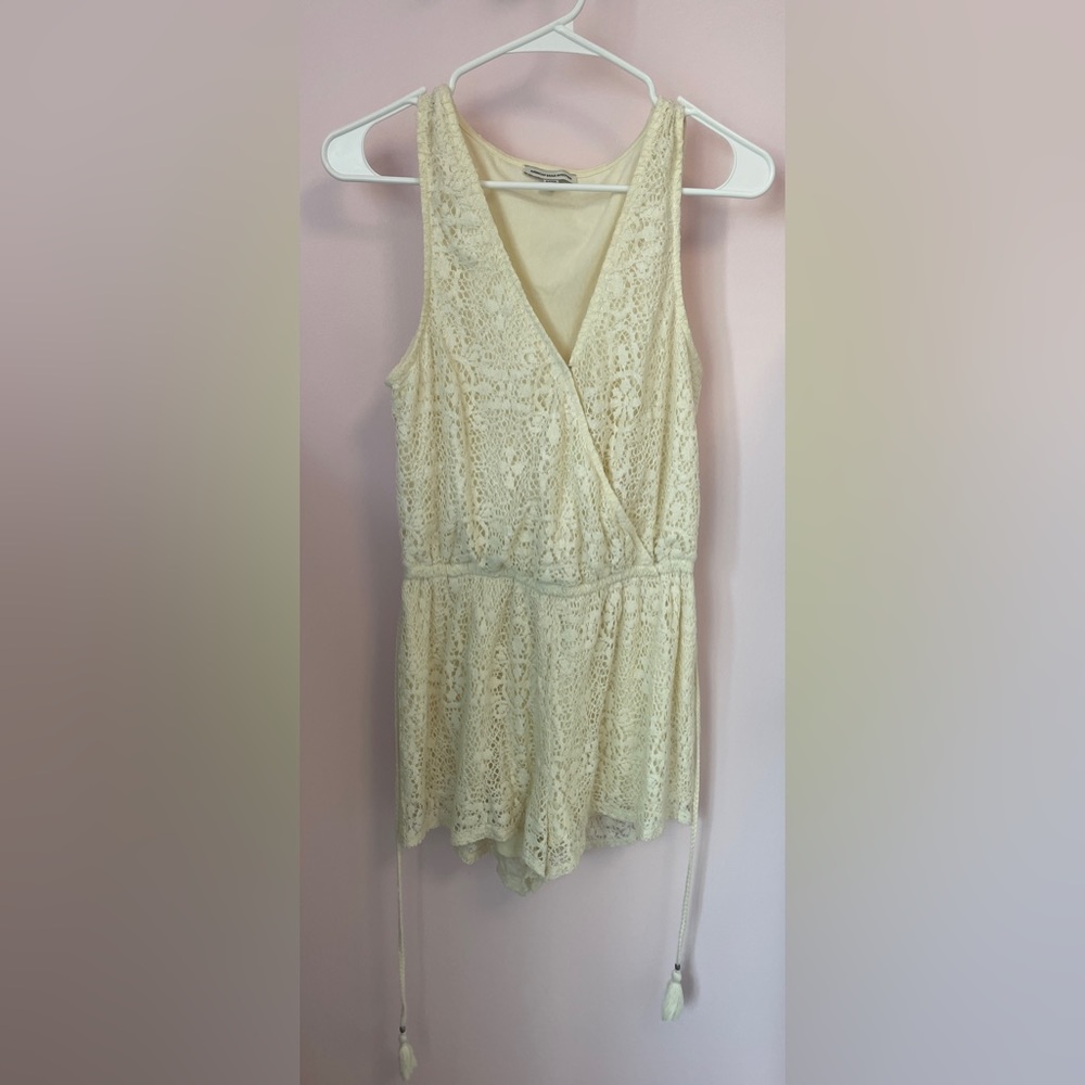 American Eagle Women’s Tied Mini Cream Romper